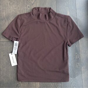 Babaton Women's Contour Mockneck Cropped Shirt Rich Mocha Brown